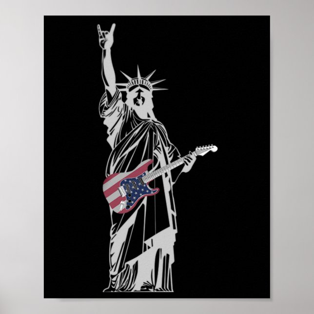 Póster Estatua Rocca De La Libertad 4 De Julio Guitar (Frente)