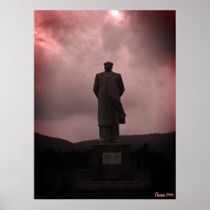 Póster estatua vintage Changsha Mao Tse Tung