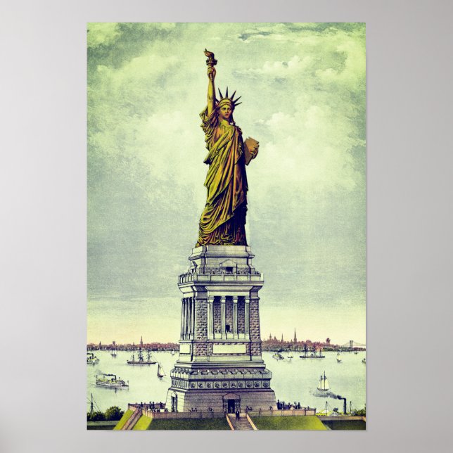 Póster Estatua vintage de la libertad (Frente)