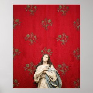 Póster Estatua virgen en una iglesia de Spaccanapoli, Náp