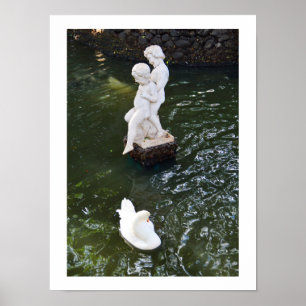 Póster Estatua y cisne en Madeira