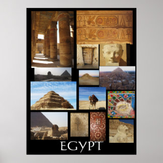 Póster Estatuas de las pirámides de arqueología de Egipto