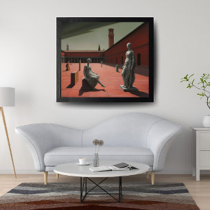 Póster Estatuas en el paisaje metafísico