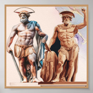 Póster Estatuas griegas y romanas en diseño moderno