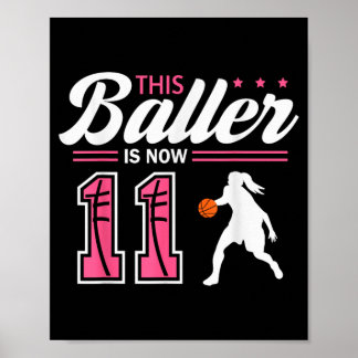 Póster Este Baloncestista Cumple 11 Años Basball Cumpleañ