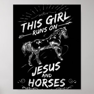 Póster Este Chica Corre Sobre Jesús Y Caballos