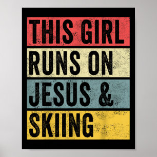 Póster Este Chica Corre Sobre Jesús Y Esquiador De Nieve