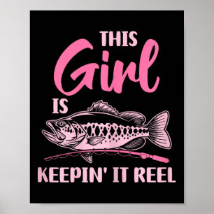 Póster Este Chica Sigue Funcionando En La Pesca De Los Re
