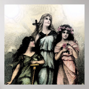 Póster Esté de acuerdo - la fe, la esperanza y la caridad
