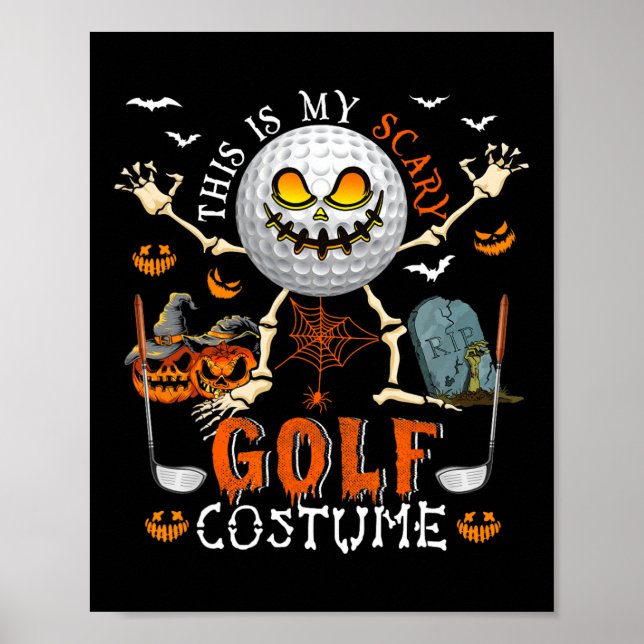 Póster Este Es Mi Disfraz De Golf De Halloween Esqueleto  (Frente)