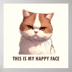 Póster Este es mi Gato Malhumorado Cara Feliz