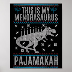 Póster Este es mi Menorah-saurus Happy Hanukkah Dinosaur