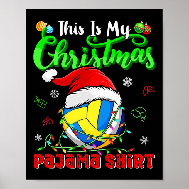 Póster Este Es Mi Navidad Pajama Funny Voleibol (Frente)