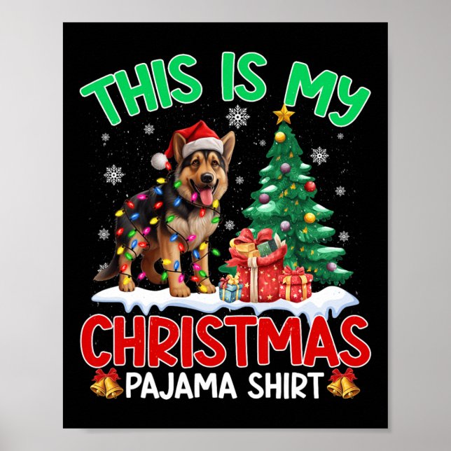 Póster Este Es Mi Navidad Pajama German Shepherd Dog Lo (Frente)