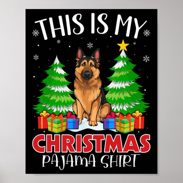 Póster Este Es Mi Navidad Pajama German Shepherd Dog Xm (Frente)