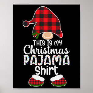 Póster Este Es Mi Navidad Pajama Gnome Xmas Red Plaid 1