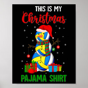Póster Este Es Mi Navidad Pajama Santa Volleyball