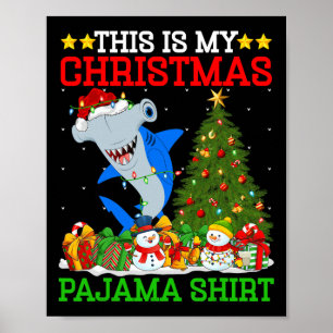 Póster Este Es Mi Navidad Pajamas Hammerhead Shark Chris