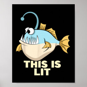 Póster Este es un pez linterna Lit monstruo de pesca pesc