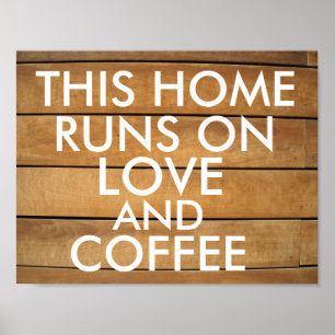 PÓSTER ESTE HOGAR ESTÁ EN RÓTULOS RÚSTICOS DE AMOR Y CAFÉ