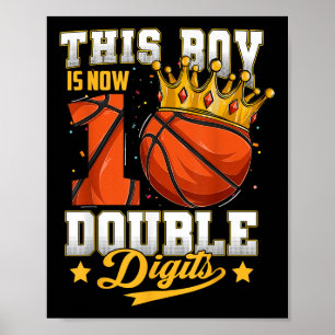 Póster Este niño doble dígito diez baloncesto de 10 años