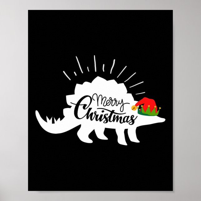 Póster Estegosaurio Feliz Navidad Dinosaurio Divertido  (Frente)