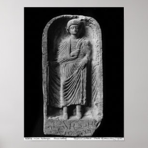 Póster Estela funeraria de un hombre, descubierta en Palm