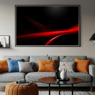 Póster Estelas de Luz Roja Futurista Estética Tech Oscura