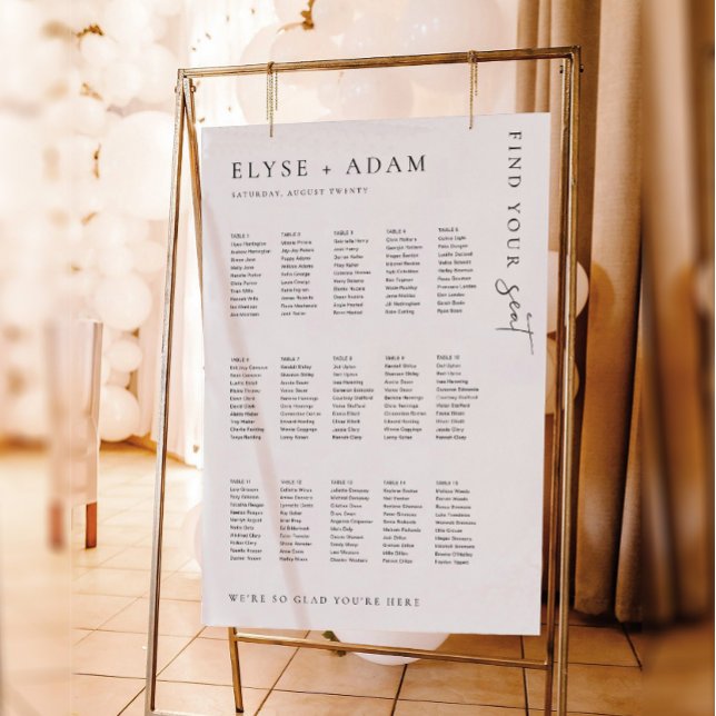 Póster Estelle Modern Minimal 15 Table Seating Poster (Estelle 15 table seating Chart)