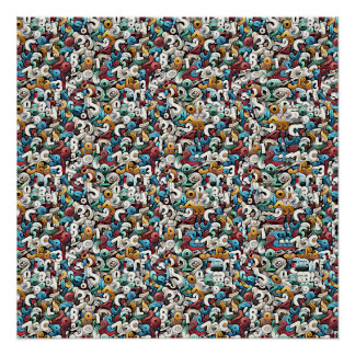 Póster ESTEREOGRAMA DE LA LETRA R 20"x20", Semibrillante,