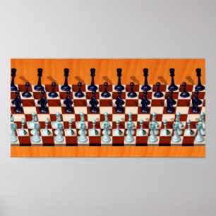 Póster Estereograma Infinito de Ajedrez 3D