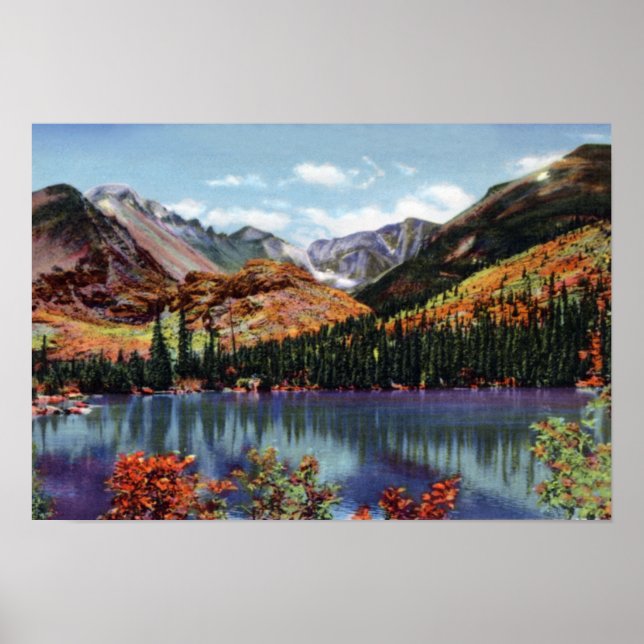 Póster Estes Park Colorado Bear Lake y Long's Peak (Frente)