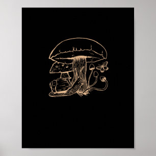 Póster Estética Cottagecore Goblincore Hongo Caracol