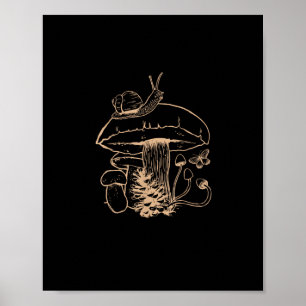 Póster Estética Cottagecore Hongo Caracol Goblincore Mi