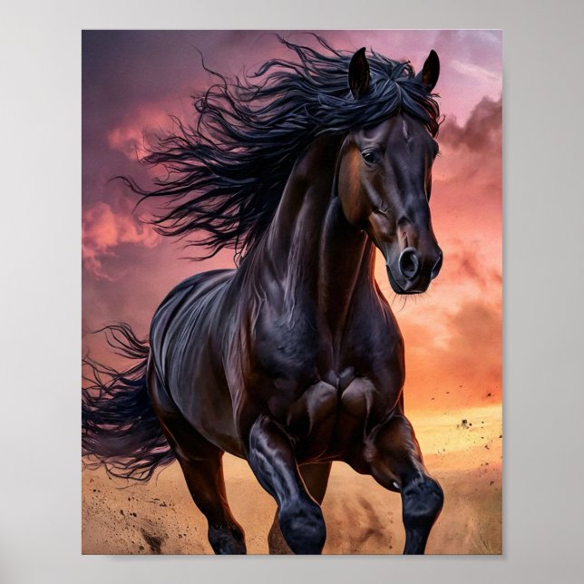 Póster Estética de caballo negro (Frente)