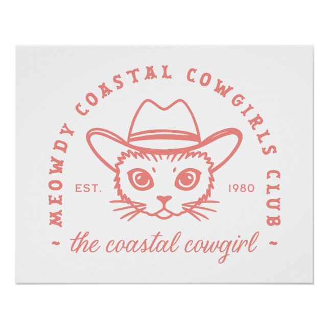 Póster Estética de gatos rosados de vaquera costera (Anverso)