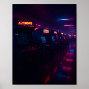 Póster Estética de juego de arcade retro de los 80 Luces 