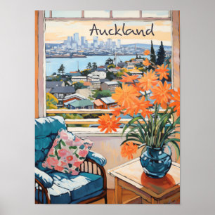 Póster Estética de la ciudad de viaje Auckland Nueva Zela