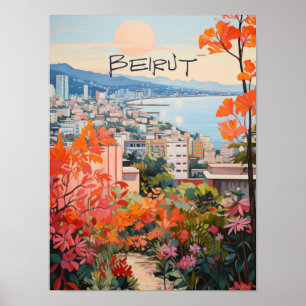 Póster Estética de la ciudad de viaje Beirut Líbano