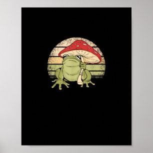 Póster Estética de rana de hongo Cottagecore linda Goblin