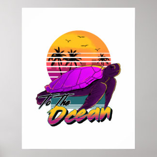 Póster Estética de vaoirwave de tortuga marina Chica de V