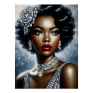 Póster Estética del glamour de la mujer de piel oscura