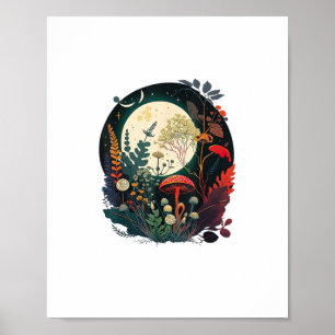 Póster Estética Goblincore Y Cottagecore Hongo Divertido