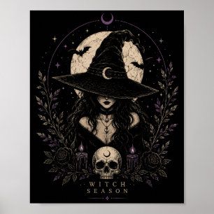 Póster Estética gótica de Halloween de bruja mágica lunar