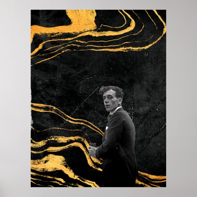 Póster Estética moderna con recorte negro marmoleado (Frente)