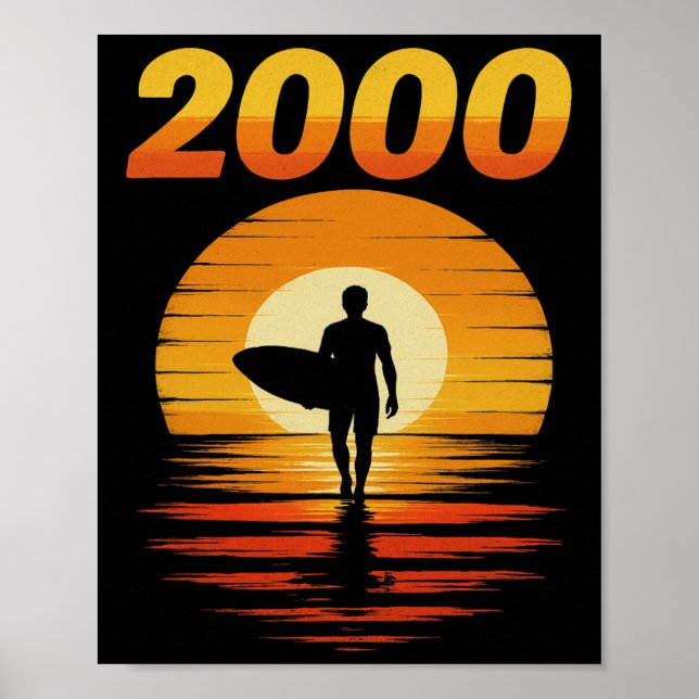 Póster Estética retro de surf de los 2000 puesta de sol v (Frente)