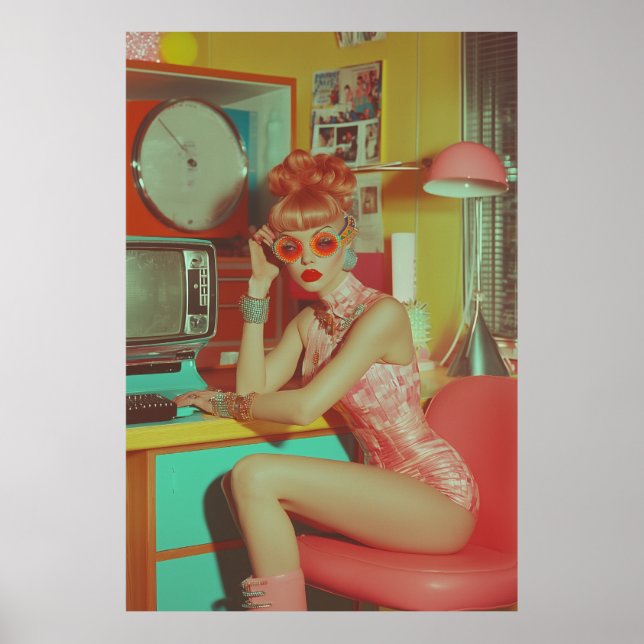 Póster Estética retro de vidrio futurista (Frente)