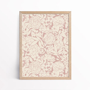 Póster Estética Rosa Beige Peonía Rosa Floral Botánica