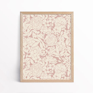 Póster Estética Rosa Beige Peonía Rosa Floral Botánica