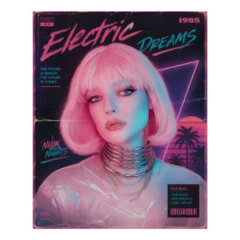 Póster Estética Synthwave Rosa de los 80 